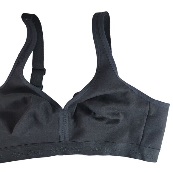 Cacique Unlined Full Coverage No Wire Bra Black 40D Wide Strap Adjust Seamless - Picture 2 of 10